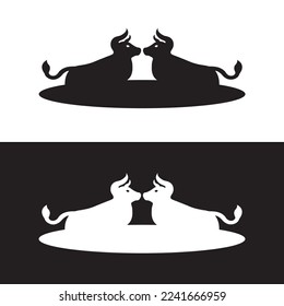 Circle bull animal logo template design . icon logo 