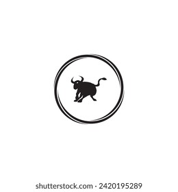 Circle bull animal logo template design . Awesome Bull Logo Design Vector Template