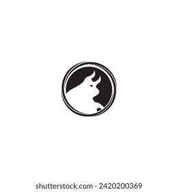 Circle bull animal logo template design . Bull illustration silhouette 