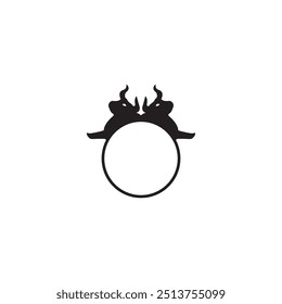 Circle bull animal logo  template illustration 