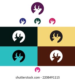 Circle bull animal vector logo design 