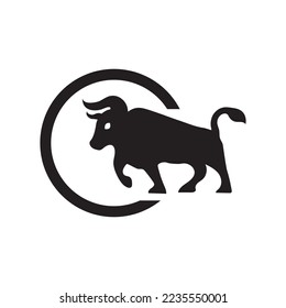 Circle bull animal vector logo design . icon logo 