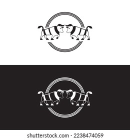 Circle bull animal vector logo design . icon logo 