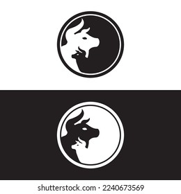 Circle bull animal vector logo design . icon logo 