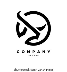 Circle bull head logo design for your brand or business