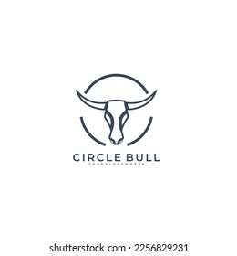 circle bull logo design line art color