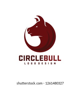 Circle Bull Logo Design Vector. Isolated Strong Bull Logo on a White Background.