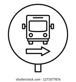 Circle bus station sign icon. Outline circle bus station sign vector icon for web design isolated on white background