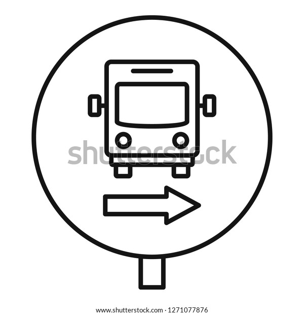 Circle bus\
station sign icon. Outline circle bus station sign vector icon for\
web design isolated on white\
background