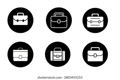 Circle business briefcase icons set job and employment symbols