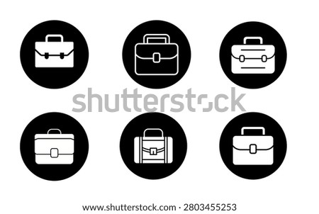 Circle business briefcase icons set job and employment symbols