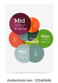 Circle business brochure template with options. Vector annual report template with sample text