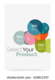 Circle business brochure template with options. Vector annual report template with sample text