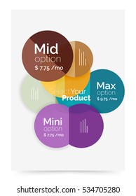 Broschüre für Circle Business mit Optionen. Vektor-Jahresberichtsvorlage mit Beispieltext
