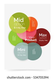 Circle business brochure template with options. Vector annual report template with sample text