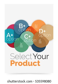 Circle business brochure template with options. Vector annual report template with sample text