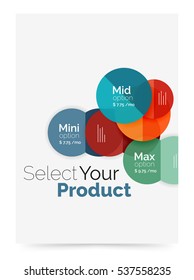 Circle business brochure template with options. Vector annual report template with sample text