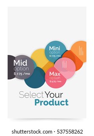 Circle business brochure template with options. Vector annual report template with sample text