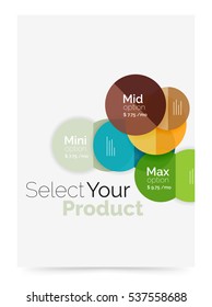 Circle business brochure template with options. Vector annual report template with sample text
