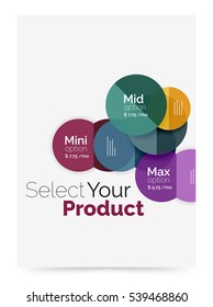 Circle business brochure template with options. Vector annual report template with sample text