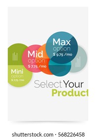 Circle business brochure template with options. Vector annual report template with sample text