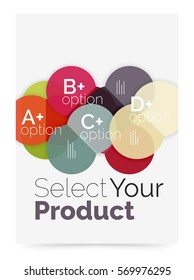 Circle business brochure template with options. Vector annual report template with sample text