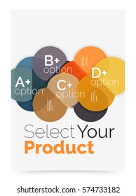Circle business brochure template with options. Vector annual report template with sample text