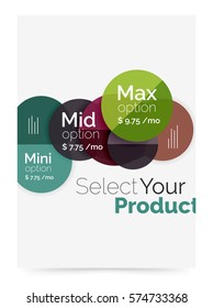 Circle business brochure template with options. Vector annual report template with sample text
