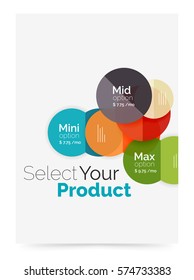 Circle business brochure template with options. Vector annual report template with sample text