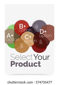 Circle business brochure template with options. Vector annual report template with sample text