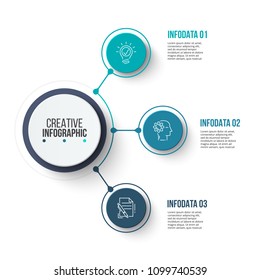 Circle business graphic elements. Business process infographics with 3 steps, parts or options. Abstract presentation template. Modern vector infochart layout design.