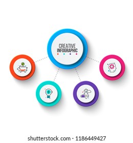 Circle Business Graphic Elements. Business Process Infographics With 4 Steps, Parts Or Options. Abstract Presentation Template. Modern Vector Infochart Layout Design.