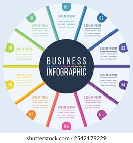 Circle business Infographic design 10 steps, objects, elements or options infographic business circle template