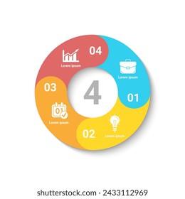 Circle business infographic template with 4 steps or options. The concept can be used for diagram, graph, chart, business presentation or web. Vector design element illustration.