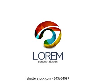 Circle business logo, target, location concept. Made of color flowing overlapping shapes