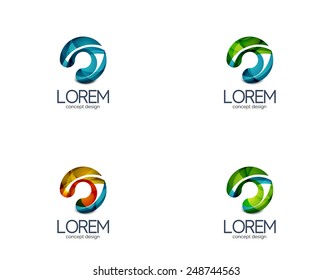 Circle business logo, target, location concept. Made of color flowing overlapping shapes