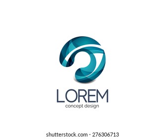 Circle business logo, target, location concept. Made of color flowing overlapping shapes