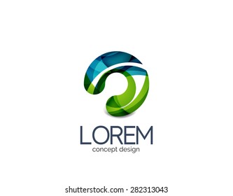 Circle business logo, target, location concept. Made of color flowing overlapping shapes