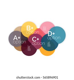 Diagramme für Geschäftsoptionen im Kreis. Wählen Sie Ihr Produkt mit Beispieloptionen aus. Geometrische A4-Vorlage. Broschüre - Flyer, Präsentation oder Web-Design-Hintergrund
