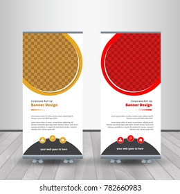 Circle Business Roll Up Banner flat design template ,Abstract Geometric banner template Vector illustration set, abstract presentation template