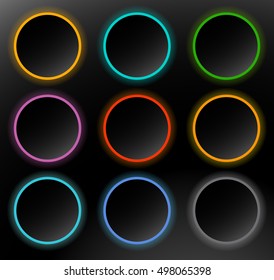 Circle button, badge. Button background with dark blank space.