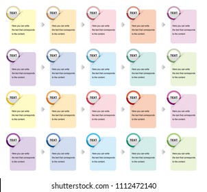 Circle button icon and a banner for writing text.Icon for Banner.Multiple colored button icons and multI-color square banners with edges between cut paper.