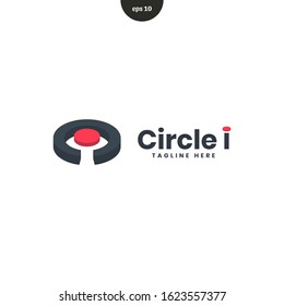 Circle i button logo template vector illustration in flat design style. eps10