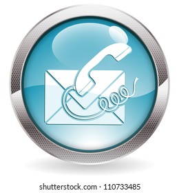 Circle Button with Telephone and Envelope Icon Contact Us, vector illustration