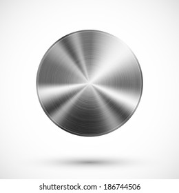 Circle button vector template with glossy metal steel  texture. Base background for icons