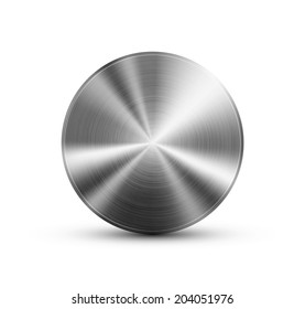 Circle button vector template with glossy metal steel  texture. Base background for icons