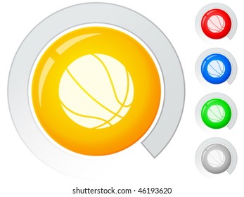 Circle buttons with basketball ball. Vector illustration.