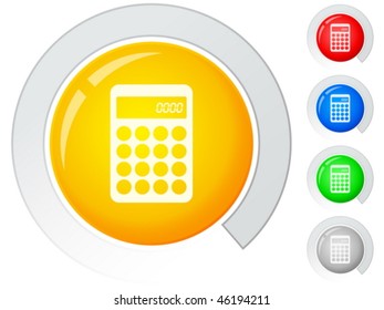 Circle buttons with calculator. Vector illustration.