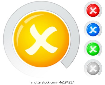 Circle buttons with cancel symbol. Vector illustration.
