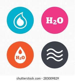 Circle buttons. H2O Water drop icons. Tear or Oil drop symbols. Seamless squares texture. Vector